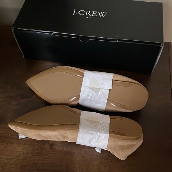 J.CREW Suede Stretch Tassel Pointed Toe Flats Saddle Color - Picture 6 of 8